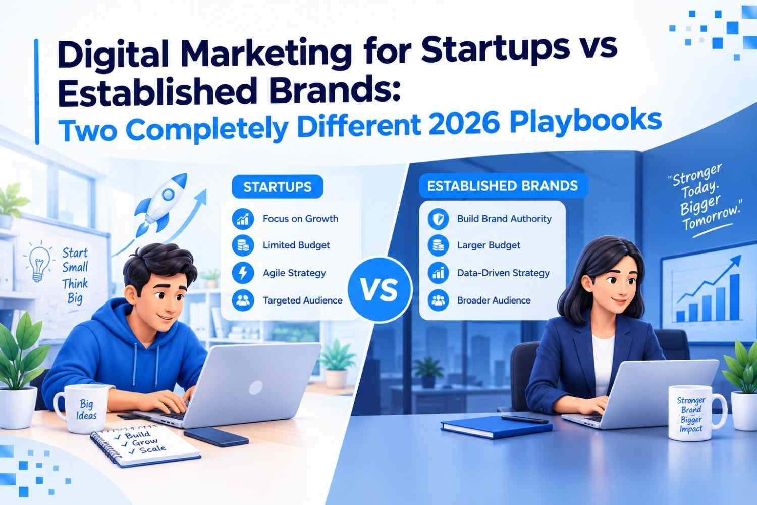 Digital Marketing for Startups vs Established Brands: Two Completely Different 2026 Playbooks