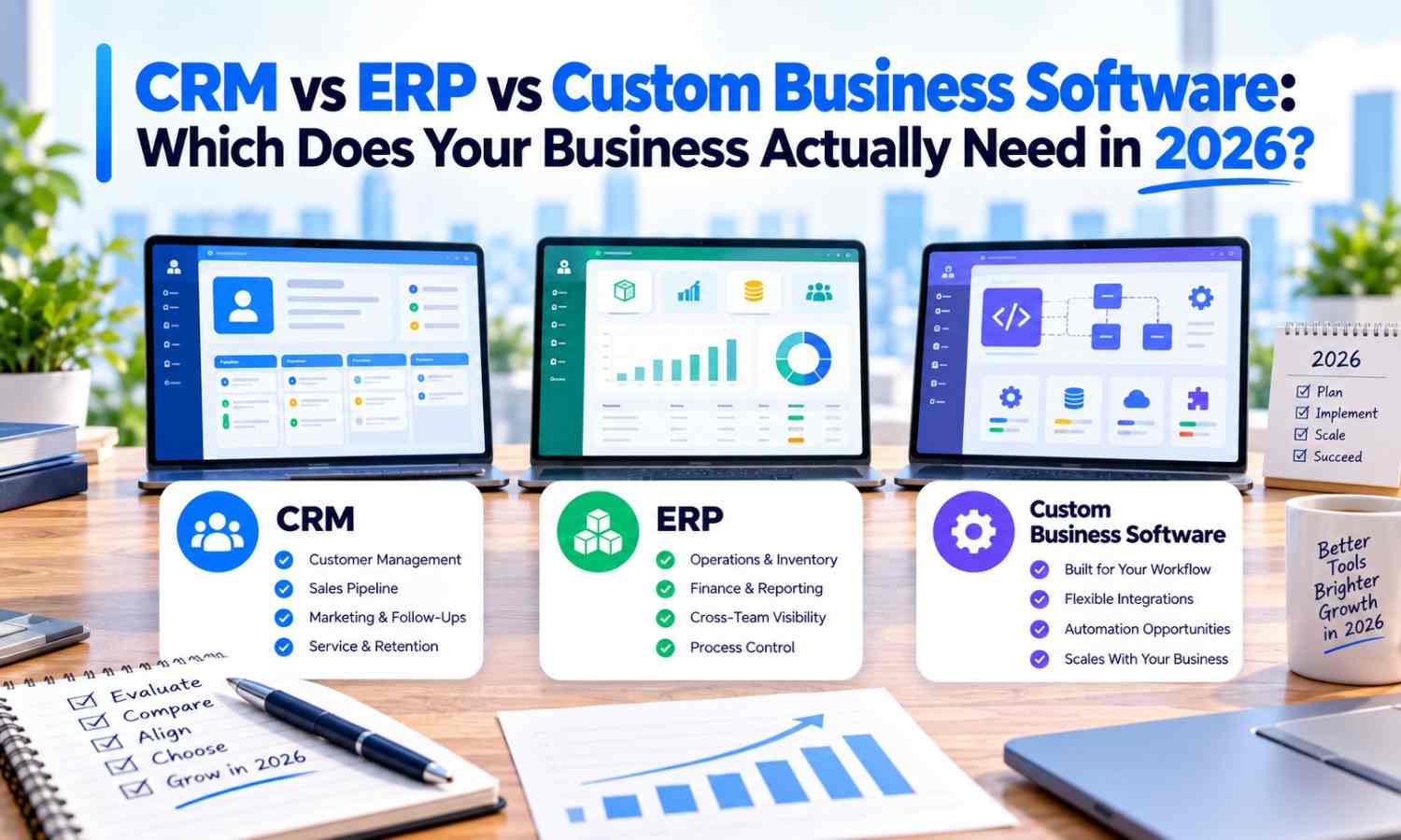 CRM vs ERP vs Custom Business Software: Which Does Your Business Actually Need in 2026?