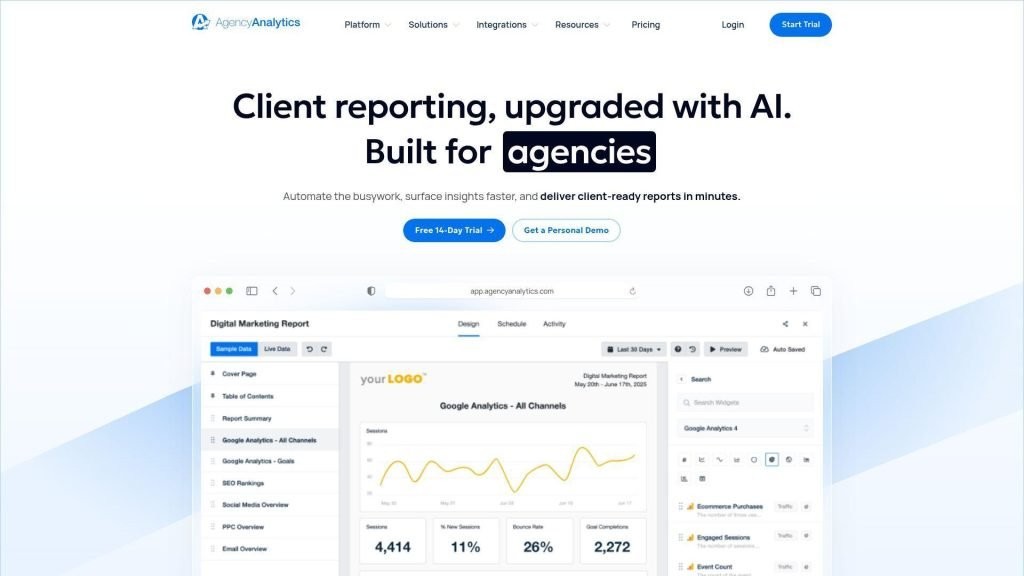 AgencyAnalytics Best for Client Reporting